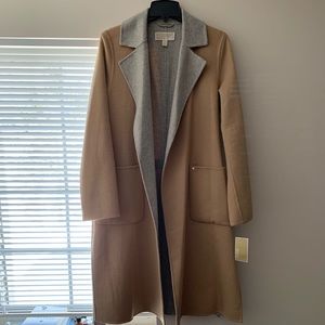 Michael Kors Wool Blend Long Wrap Coat - Two Toned